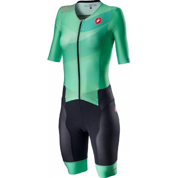 Castelli Triathlon pak - snelpak Dames Multikleur Groen - FREE SANREMO 2 W SUIT SHORT SL MULTICOLOR JADE GREEN - XL