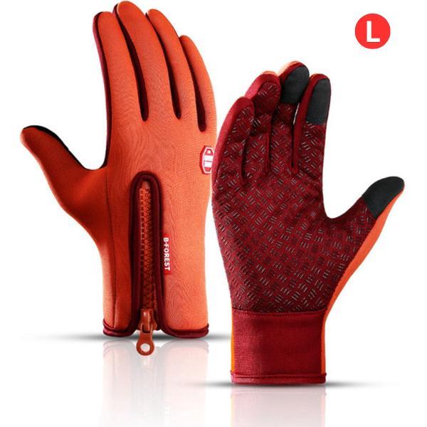 Livano Handschoenen - Touchscreen Handschoenen - Fietshandschoenen - Winter - Heren - Wielrenhandschoenen - Oranje - Maat L