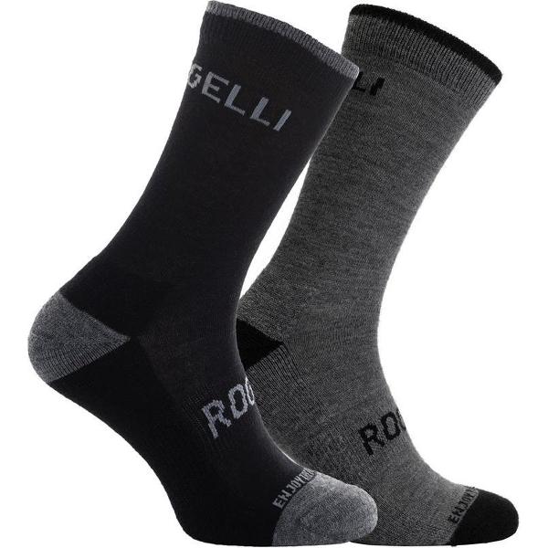 Rogelli Wintersok Merino Wool 2-pack - Grijs & Zwart - Maat 40-43