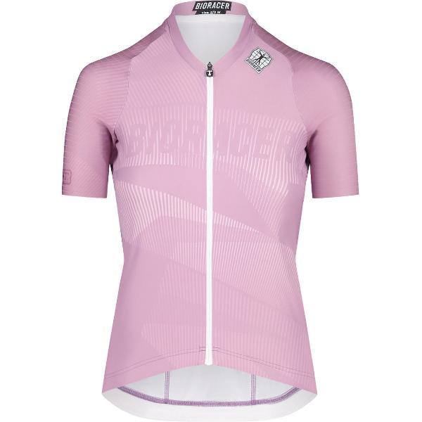 BIORACER Fietsshirt Dames Korte Mouw - New! Zomercollectie 2024 - Model 'Icon' - Roze- Maat L - Fietskleding Dames