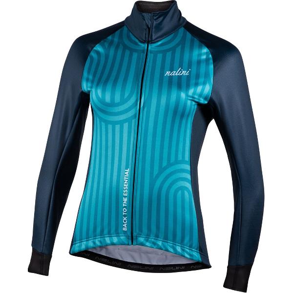 Nalini - Dames - Fietsjack winter - Winddicht Warm Wielrenjack - Turquoise - Zwart - NEW STRADA LADY JKT - XXL