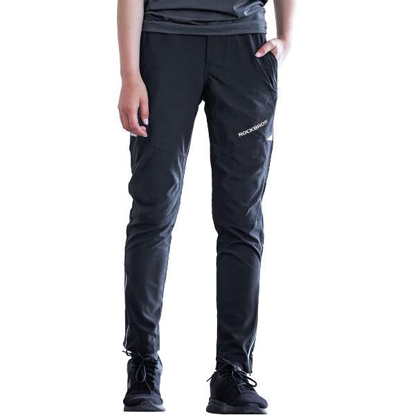 ROCKBROS Fietsbroek Voor Heren, Ademende Sportbroek, Hoge Elastische Lange Outdoorsportbroek Met Ritszak Voor Paardrijden, Outdoor, Zwart, 2XL