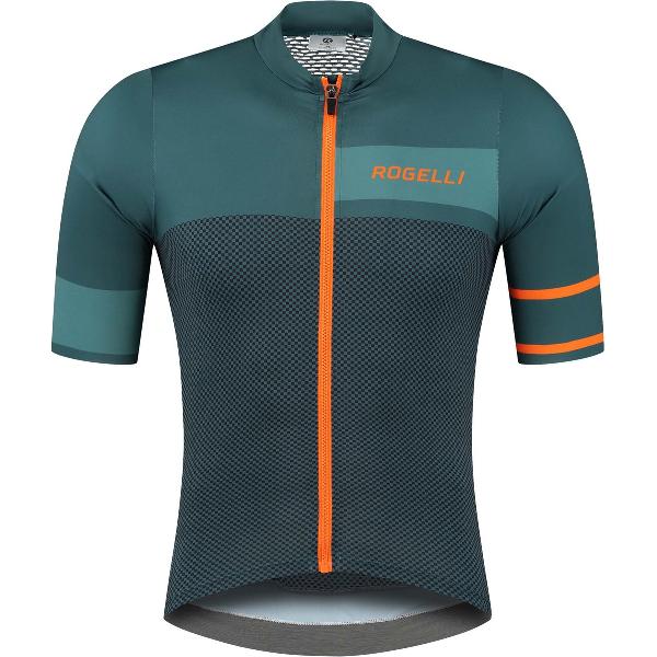 Rogelli Block Fietsshirt - Korte Mouwen - Heren - Groen, Oranje - Maat M