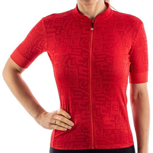 Castelli Fietsshirt korte mouwen Dames Rood - PROMESSA JACQUARD JERSEY RED - M