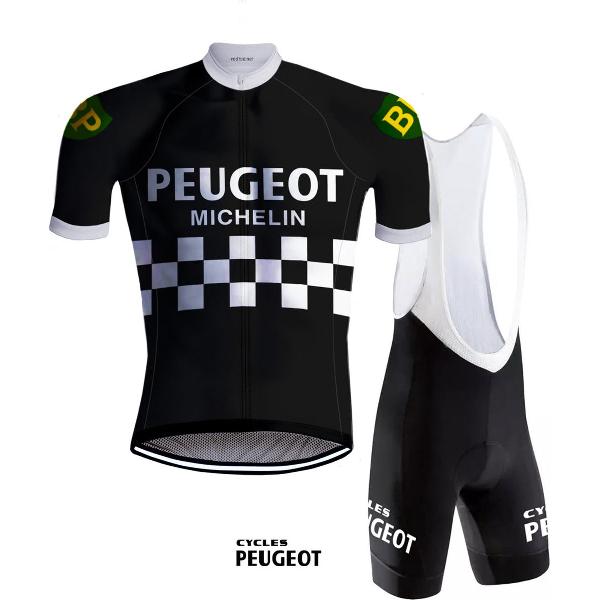 Retro Wielertenue Peugeot Zwart/Wit - REDTED - XS