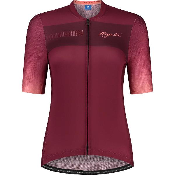 Rogelli Dawn Fietsshirt - Korte Mouwen - Dames - Bordeaux, Koraal - Maat 2XL