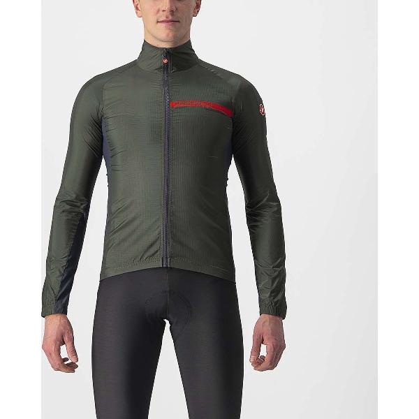 Castelli Windjack Heren Groen Grijs - SQUADRA STRETCH JACKET MILITARY GREEN DARK GRAY - L