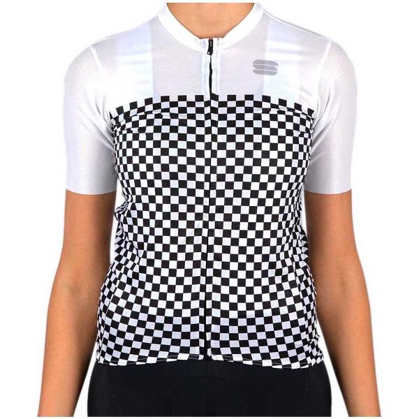 Sportful Checkmate Korte Mouwen Fietsshirt Wit,Zwart M Vrouw