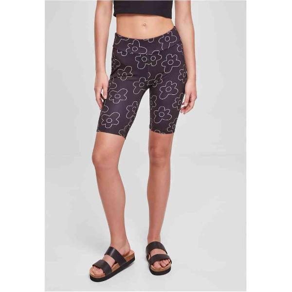 Urban Classics - High Waist All Over Print Tech Korte cycle broek - 5XL - Zwart/Wit