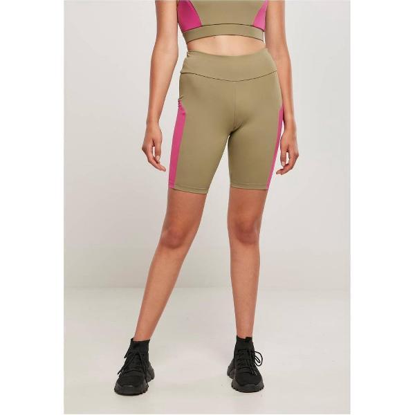 Urban Classics - Color Block Korte cycle broek - M - Groen/Paars