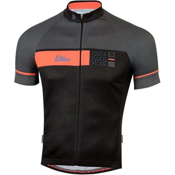 ELTIN Skipper Korte Mouwen Fietsshirt Heren - Black / Anthracite / Blue / Red Fluor - XL