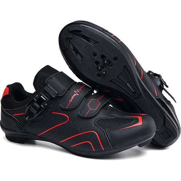 RAMBUX® - Fietsschoenen - MTB Schoenen Heren & Dames - Zwart Rood - SPD-SL & SPD-SM Zool (Race Combi) - Wielrenschoenen - Klikschoenen - Mountainbike - Racefiets - Maat 42