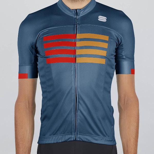 Sportful WIRE Fietsshirt Blue Twilight Fire Red Gold - Mannen - maat XL