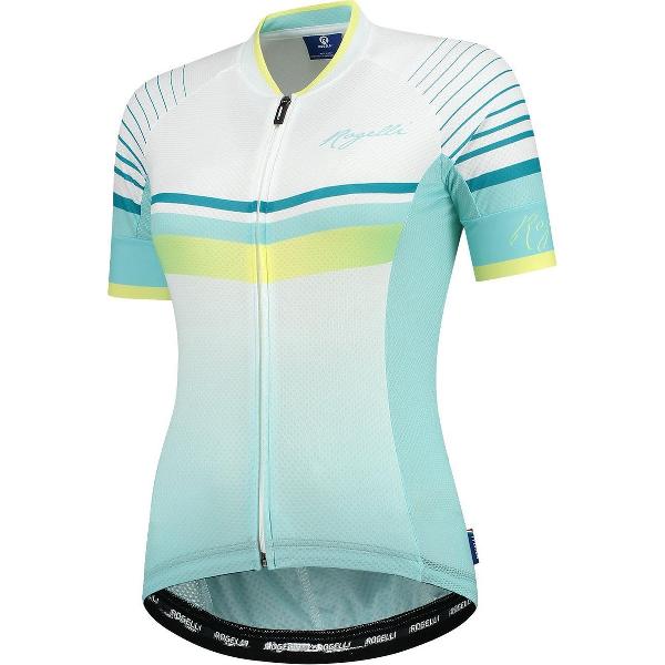 Rogelli Impress Fietsshirt - Korte Mouwen - Dames - Turquoise, Geel - Maat XL