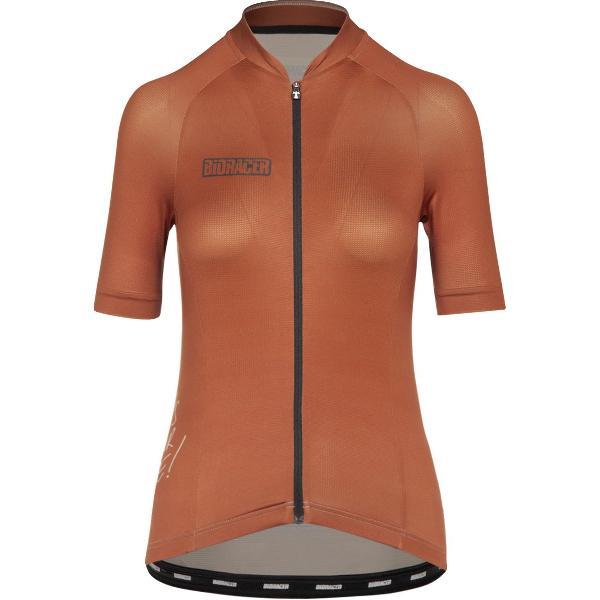 BIORACER Fietsshirt Dames Korte Mouw - Model 'Icon Metalix' - Oranje - Maat L - Fietskleding Dames