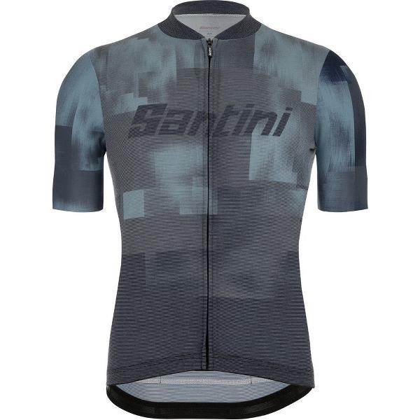 Santini Fietsshirt Korte Mouwen Heren Blauw Grijs - Forza Indoor Training Jersey Nautica Blue - L