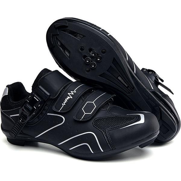 RAMBUX® - Fietsschoenen - MTB Schoenen Heren & Dames - Zwart Zilver - SPD-SL & SPD-SM Zool (Race Combi) - Wielrenschoenen - Klikschoenen - Mountainbike - Racefiets - Maat 42