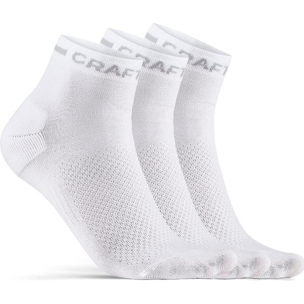 Craft Fietssokken zomer Unisex Wit - CORE DRY MID SOCK 3-PACK WHITE-34 36