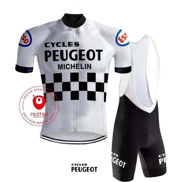 Retro Wielertenue Peugeot Wit/Zwart - REDTED (XL)