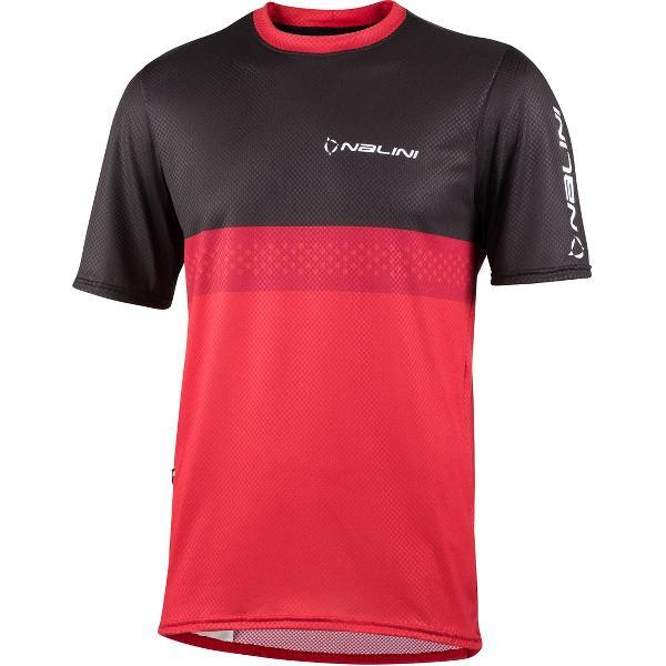 Nalini - Heren - Fietsshirt - Korte Mouwen - Wielrenshirt - Rood - Zwart - MTB SHIRT - S