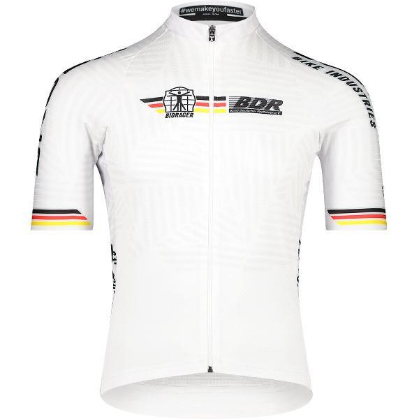 BIORACER Fietsshirt Heren Korte Mouw - Official Team BDR - Model 'Icon' - Wit - Maat XS - Fietskleding Heren