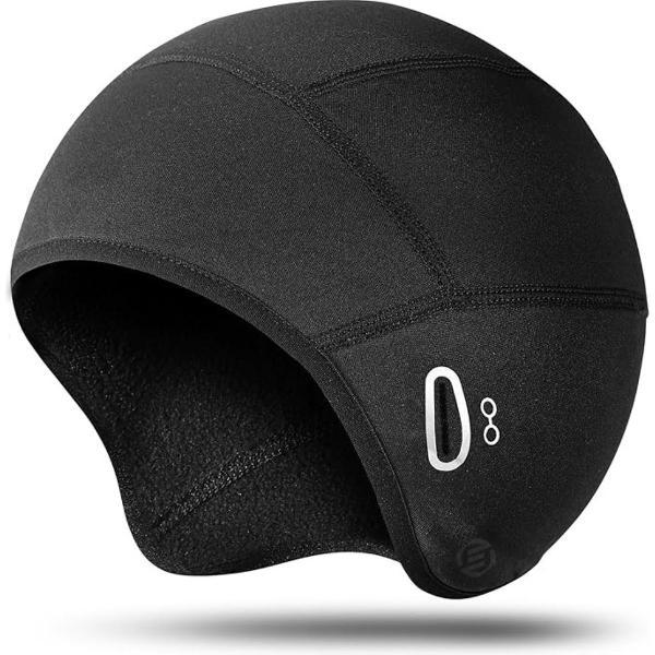 Equivera muts voor onder helm - Cycling Hat for Men & Women - Windproof Thermal Fleece Helmet Hat with Glasses Holes, Bicycle Underhelmet Hat for Cycling, Skiing, Running, Sports