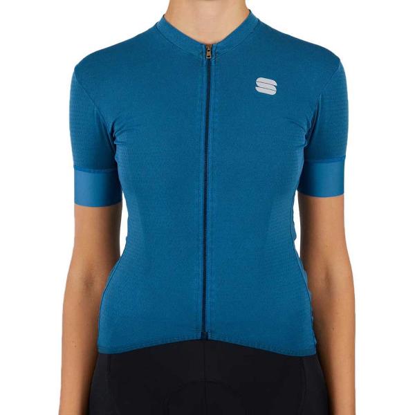 Sportful Monocrom Korte Mouwen Fietsshirt Blauw XS Vrouw