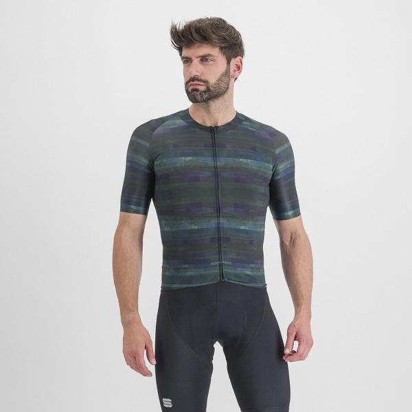 Sportful Fietsshirt korte mouwen Heren Multikleur Zwart - GLITCH BOMBER JERSEY MULTICOLOR BLACK - XXL