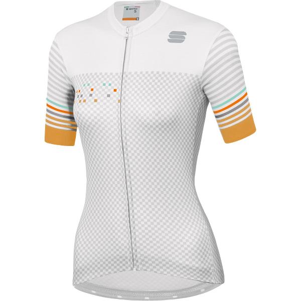 Sportful Fietsshirt Korte mouwen voor Dames Wit Zilver - SF Sticker W Jersey-White Silver Gold - XL