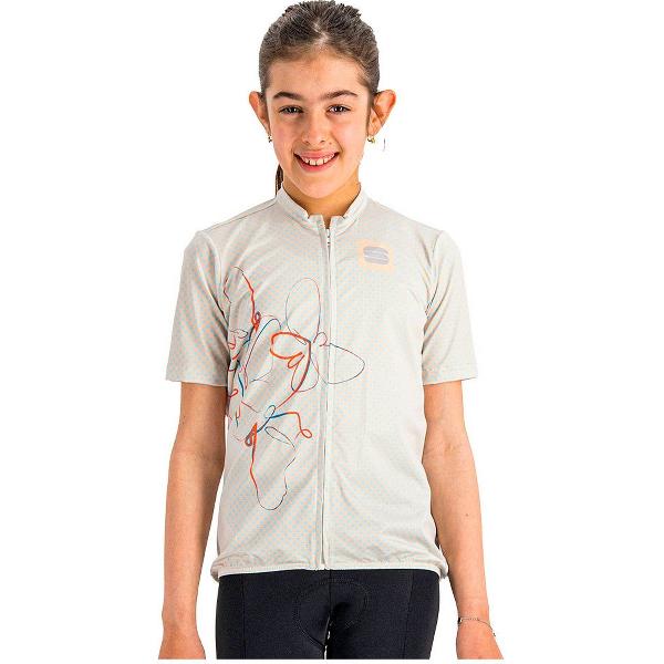 Sportful CHECKMATE GIRL Fietsshirt Peach Blue Sky - Unisex - maat 10Y