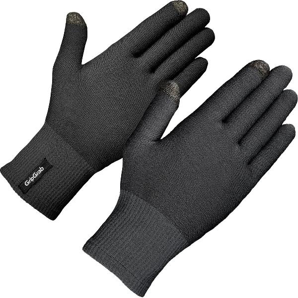 GripGrab - Merino Wool Liner Handschoenen Fiets Onderhandschoenen Touchscreen Fietshandschoenen met Merinowol - Zwart - Unisex - Maat XL/XXL