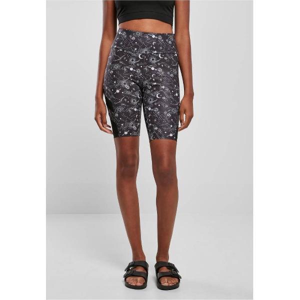 Urban Classics - High Waist Tech Mesh AOP Korte cycle broek - M - Zwart