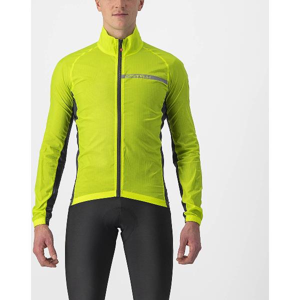 Castelli Windjack Heren Lime Grijs - SQUADRA STRETCH JACKET ELECTRIC LIME DARK GRAY - L