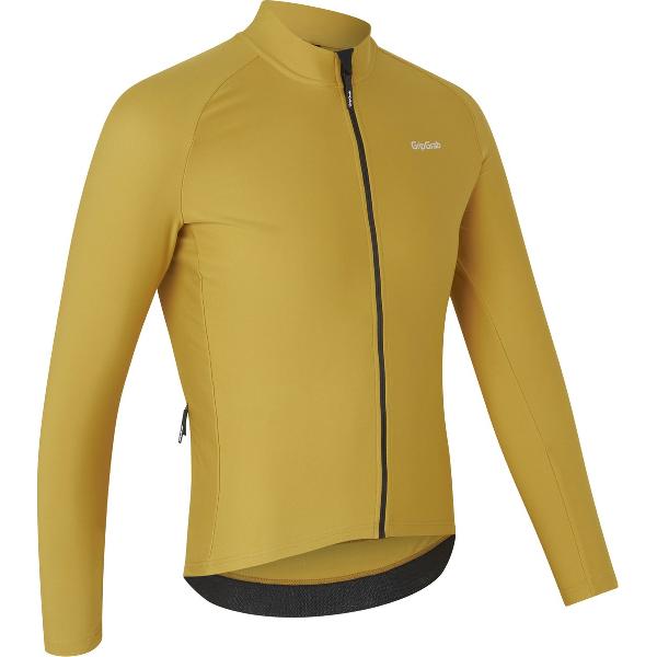 GripGrab - ThermaPace Thermo Fietsshirt Lange Mouwen Lente Herfst Wielrenshirt Cycling Jersey - Mosterd Geel - Heren - Maat S