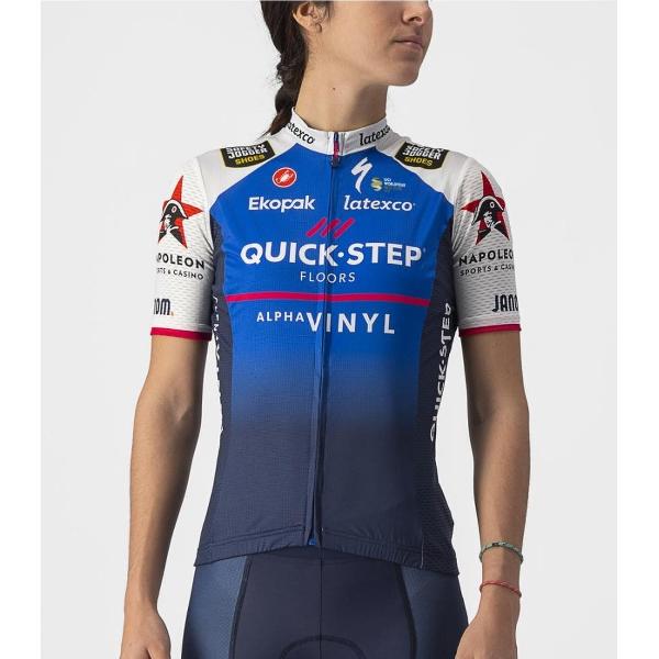 Castelli Fietsshirt Korte Mouwen Dames Blauw Wit - Quick-Step Alpha Vinyl COMPETIZIONE W JERSEY BELGIAN BLUE-XL