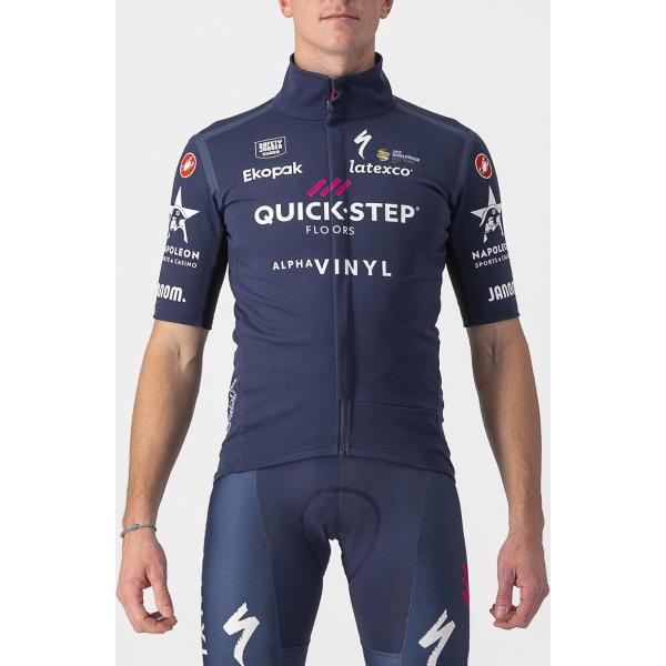 Castelli Fietsjack Korte Mouwen Rain or Shine Heren Blauw - Quick-Step Alpha Vinyl GABBA ROS BELGIAN BLUE-S