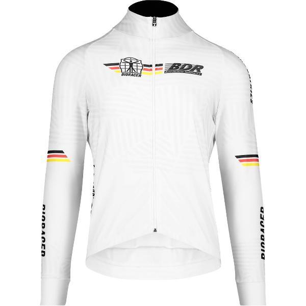 BIORACER Fietsshirt Heren Lange Mouw - Official Team BDR - Model 'Icon Tempest' - Wit - Maat XXL - Fietskleding Heren