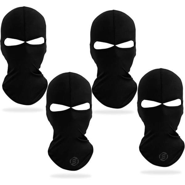 Equivera muts voor onder helm - 2 Holes Full Face Ski Mask - Unisex Black Lycra, Lightweight Breathable Headwear, Helmet Liner Balaclava for Motorcycle, Cycling, Skiing, Hunting - Multicolour