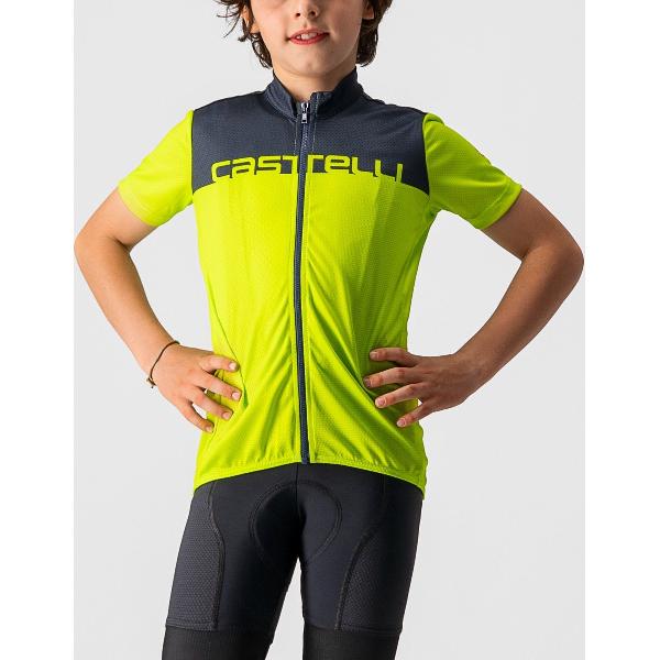 Castelli Fietsshirt Korte Mouwen Kids Lime Blauw - NEO PROLOGO JERSEY ELECTRIC LIME SAVILE BLUE-12Y