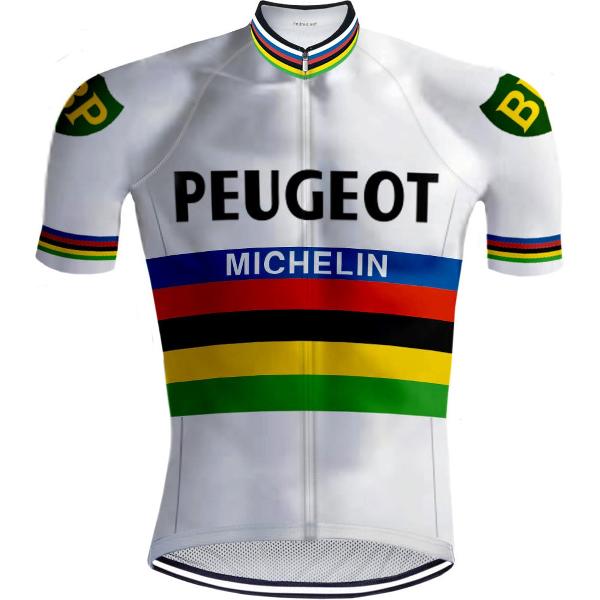 Retro Wielershirt Peugeot Regenboog - REDTED (S)