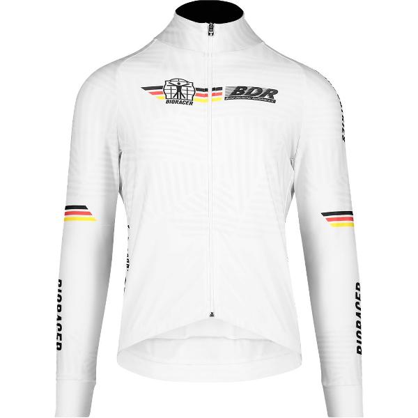 BIORACER Fietsshirt Heren Lange Mouw - Official Team BDR - Model 'Icon Tempest' - Wit - Maat XXXL - Fietskleding Heren