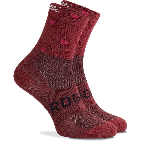 Rogelli Hearts Fietssokken - Dames - Bordeaux, Rood - Maat 40-43