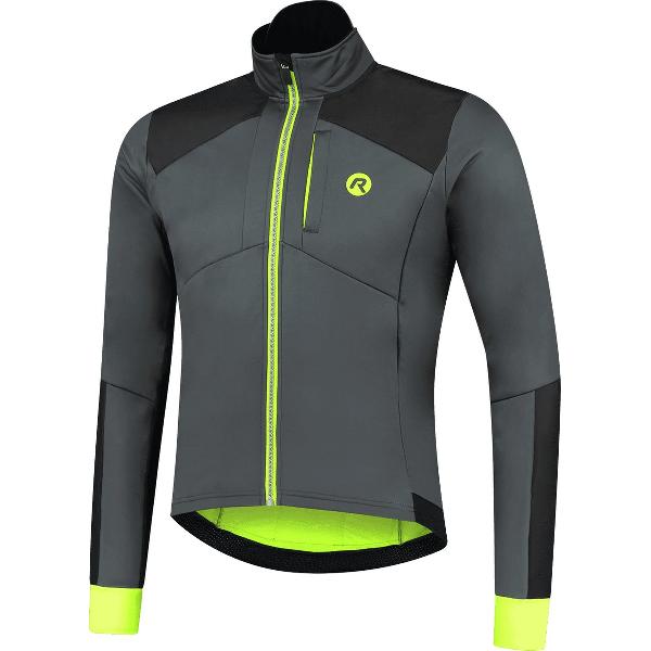 Rogelli HI VIS Winterjack - Heren - Fietsjack - Grijs/Fluor/Reflectie - Maat S