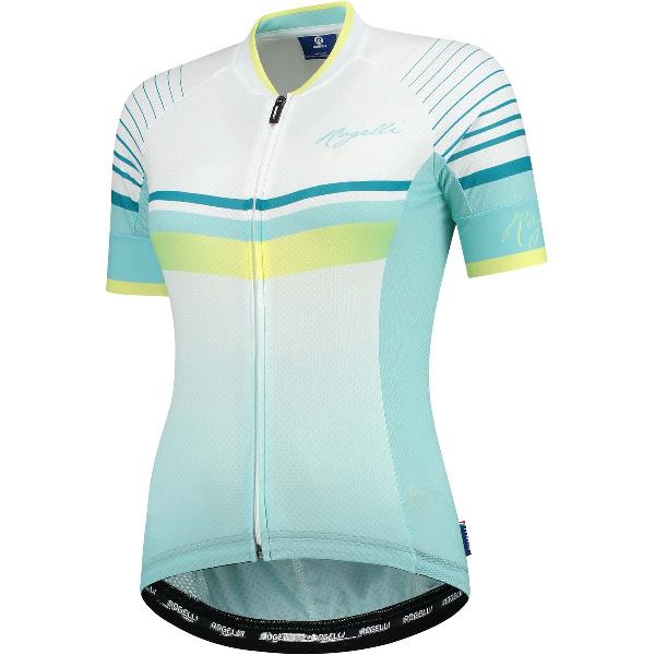 Rogelli Impress Fietsshirt - Korte Mouwen - Dames - Turquoise, Geel - Maat XS