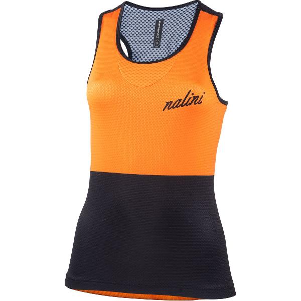 Nalini Dames Fietsshirt mouwloos - wielrenshirt Zwart Geel - NEW TANK TOP LADY Black/Curry - XXL