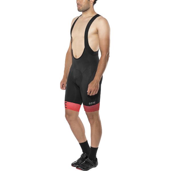 GORE WEAR C5 Optiline Bib Shorts Heren, zwart/rood Maat XL