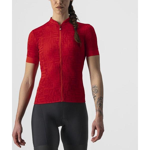 Castelli Fietsshirt korte mouwen Dames Rood - PROMESSA JACQUARD JERSEY RED - S