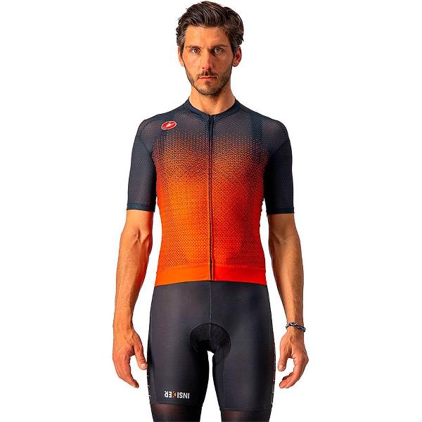 Castelli Fietsshirt korte mouwen Heren Rood Blauw - INSIDER JERSEY FIERY RED SAVILE BLUE - L