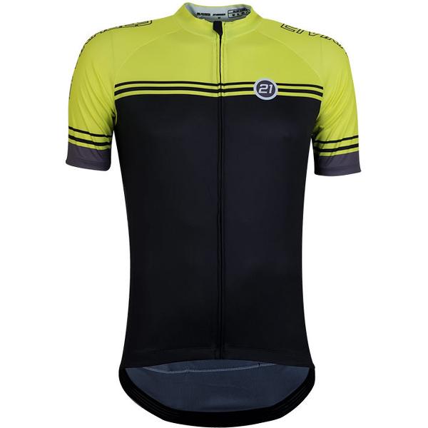 21Virages fietsshirt korte mouwen Don Zwart Fluo geel - M