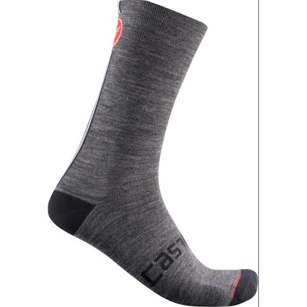 Castelli Fietssokken winter Unisex Grijs - RACING STRIPE 18 SOCK DARK GRAY - L/XL